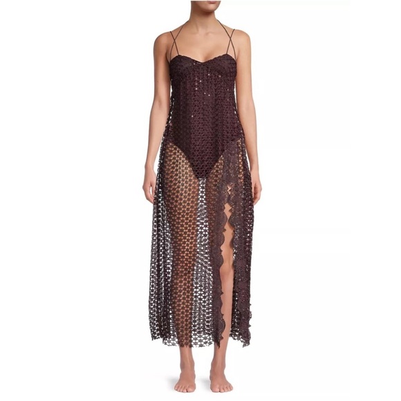 NWT Free People X Intimately FP Smoke & Mirrors Rhinestone Overlay Bodysuit Slip - Picture 3 of 13
